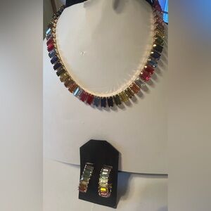 Plunder Multicolor Gemstone Necklace and Earring Set